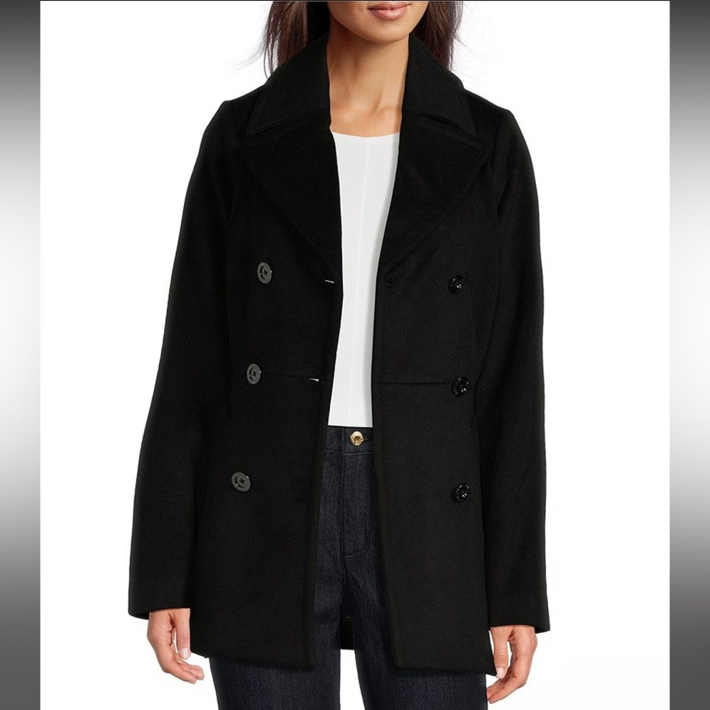 MICHAEL Michael Kors Wool Blend Notch Lapel Double Breasted Peacoat NWOT, Size 4